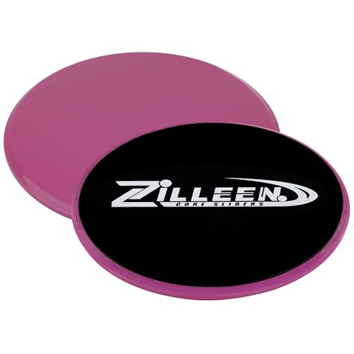 ZILLEEN Exercise Sliders for Working Out Fitness Discs for Pilates Women Men, 2 Pack - color: Pink