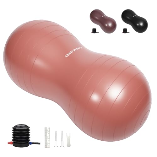 INPANY Peanut Ball - Exercise Ball for Labor Birthing, Anti-Burst Physical Therapy for Kids, Core Strength, Flexible Seating, Home & Gym Fintness, Sensory Chair Wiggle Seat for Girls and Boys - color: Rose Pink