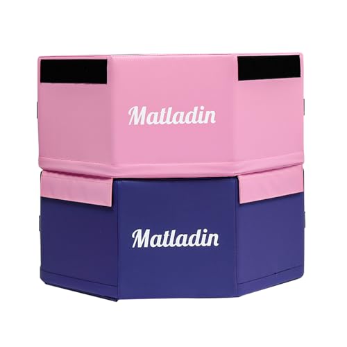 Matladin Gymnastics Octagon Mat, 25.6" Diametre Tumbling Backbend Trainer Exercise Mat for Kids Gym Cheerleading, Martial Art, Octagon Step and Jump Platforms - color: Pink & Purple