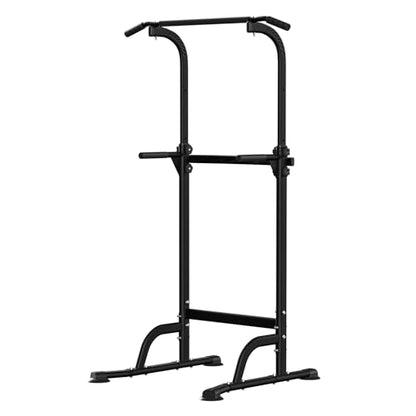 Power Tower Pull Up Bar, Workout Dip Station for Home Gym, Portable Pull-up Bar Station Station with 10 Gears Adjustment, Strength Training Fitness Equipment, Bearing 330LBS Black