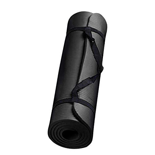 Non Slip Yoga Mat, Antitear Thick Comfortable Exercise Mats for Home Workout with Carrying Strap,Nonslip Tpe Durable Non Slip Yoga Mat for Exercises Indoor Stretching Fitness Gym Floor Sport Home - color: Black