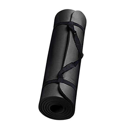 Yoga Mats, 70x23 Inches Non-Slip Extra Thick Anti-Tear High Density Exercise Mat with Carrying Strap,Soft Black Exercise Mats for Gym,Home Workout,Exercise,Pilates,Stretching,Fitness