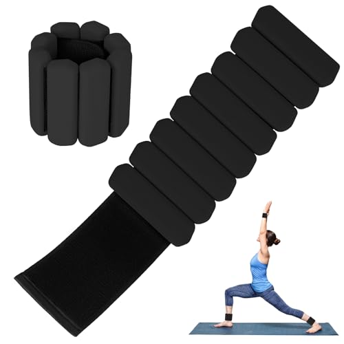Wrist Weights Set of 2, Wearable Arm & Leg Weights for Women & Men, Adjustable Wrist Ankle Weights for Walking, Yoga, Swimming, Gym, 2lb - color: Black