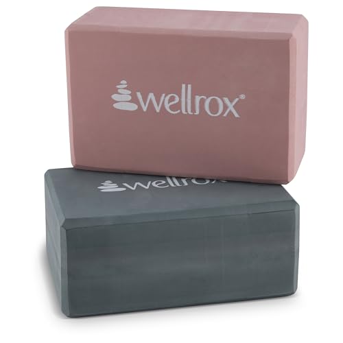 Wellrox Supportive Yoga Block Non-Slip EVA for Yoga, Pilates, Stretching, and Meditation (4"x6"x9") - color: Rose Gold