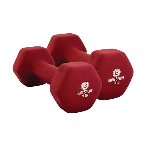 Body Sport Neoprene Dumbbell Weight - Latex-Free, Strength Training Equipment for Home Fitness & Gym Workouts