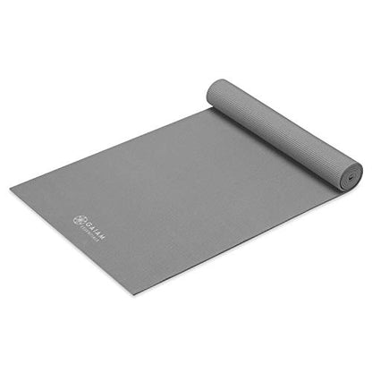 Gaiam Essentials 1/4" Thin (6mm) Yoga & Pilates, Fitness & Exercise Mat with Easy-Cinch Carrier Strap Cusion Support For Fitness and Gym Workouts