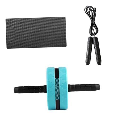 Ab Roller Wheel Exercise Kit with Knee Pad and Jump Rope, Blue Fitness Roller Wheel for Abdominal Exercise and Core Strength Training at Home