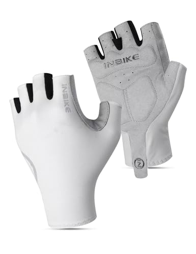 INBIKE Cycling Gloves for Men Women, Breathable Bike Gloves Lightweight Half Finger Biking Glove Mountain Road Bicycle - color: White, size: Small