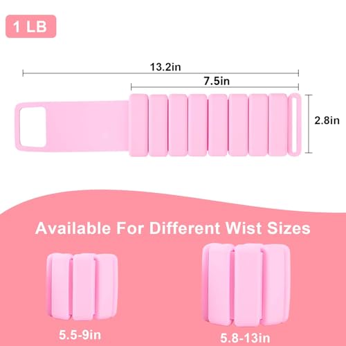 2 LB Adjustable Women's Wrist, Ankle Weights - Silicone 2-Piece Set, Waterproof, Comfortable and Breathable, Great for Yoga, Running, Swimming, Pilates - Great for Workouts