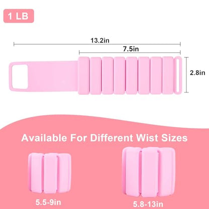 2 LB Adjustable Women's Wrist, Ankle Weights - Silicone 2-Piece Set, Waterproof, Comfortable and Breathable, Great for Yoga, Running, Swimming, Pilates - Great for Workouts