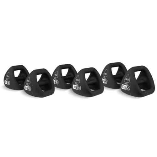 TRX YBell Neo Series 3-in-1 Kettlebell, Dumbbell and Push Up Bar Workout Equipment | Commercial Grade Neoprene Coated Surface | Perfect for Strength Training & Conditioning Workouts | Bundle - size: 108lbs 6-Pack