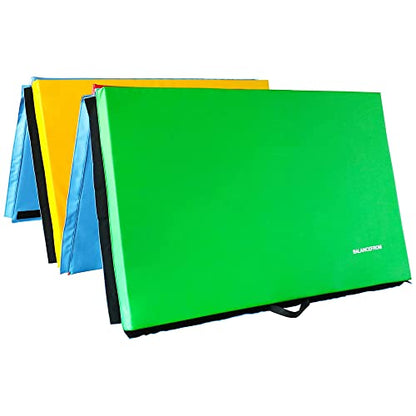 BalanceFrom 10x4 Feet 4-Panel Folding Gymnastics Mat – 2-Inch Thick Pad with Vinyl Surface and Carrying Handles for Tumbling, Yoga, Pilates, Home Workouts, and Martial Arts - color: Multi-Color