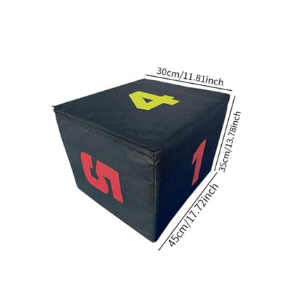 Plyometric Jump Box 3-in-1 Height Adjustable Training Box for Strength Exercise, 11.81x17.72x13.78 inch