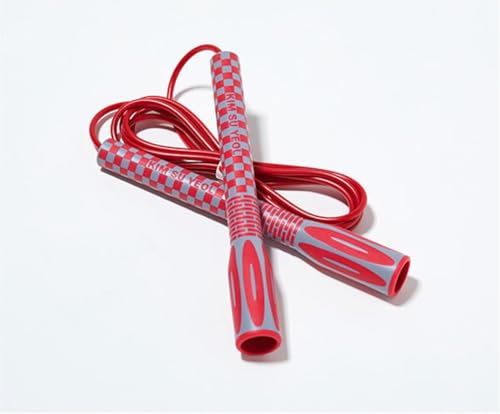 Skipping Jump Rope for Fitness Workout - Light Weight, Adjustable, Tangle Free, Excellent line control for Cardio Boxing, CrossFit, Training Exercise All Ages and Gender ( Special Luxury, KA-220, Made in Korea) - color: Grey-Red