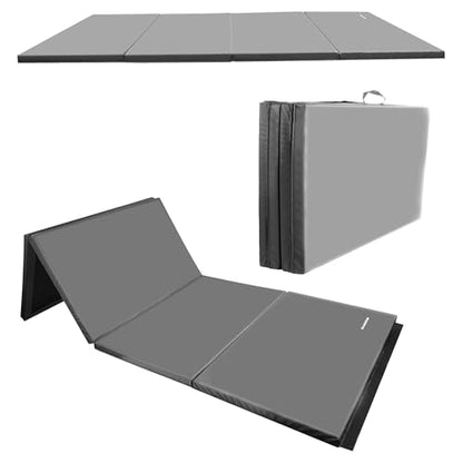 BalanceFrom 6x4 Feet 4-Panel Folding Gymnastics Mat – 2-Inch Thick Pad with Vinyl Surface and Carrying Handles for Tumbling, Yoga, Pilates, Home Workouts, and Martial Arts