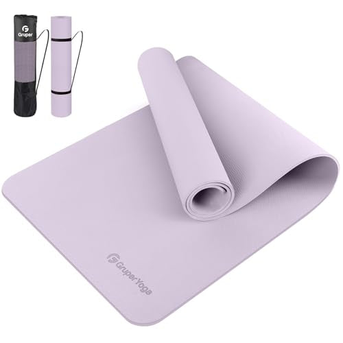 Gruper Yoga Mat Non Slip, 72"L x 24"W x 0.24"/0.32"TH, Anti-Tear Exercise Mat with Carrying Strap and Bag, Pro TPE Yoga Mats for Women, Workout Mats for Home, Pilates and Floor Exercises