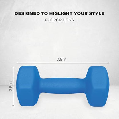 FUXION Neoprene Dumbbell Hand Weights, Sets of 2 with Multiple Weight Options, Hexagon Non-Slip Weights for Home Gym Yoga Pilates Workout