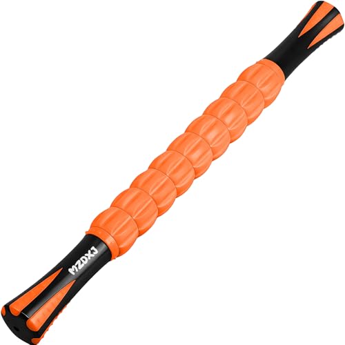 Muscle Roller & Massage Roller Stick for Athletes - Lymphatic Drainage Support, Relieves Muscle Soreness, Cramping & Tightness - Targets Legs, Arms, Back & Calves （Orange - 18inch） - color: Orange