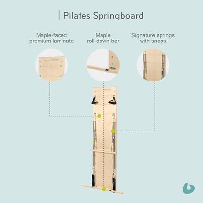 Balanced Body Pilates Springboard, Wall Mounted Pilates Workout Equipment for Home Gym or Studio Use, Pilates Exercise Equipment with Resistance Springs