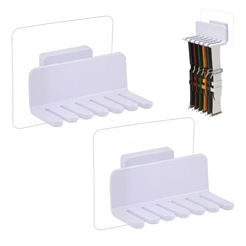 AHANDMAKER Watch Band Holder Organizer Wall Mount Durable Plastic Compact Stand Rack Tray Storage for Home Office Men Women Watch Accessories Desk Decorations - color: White