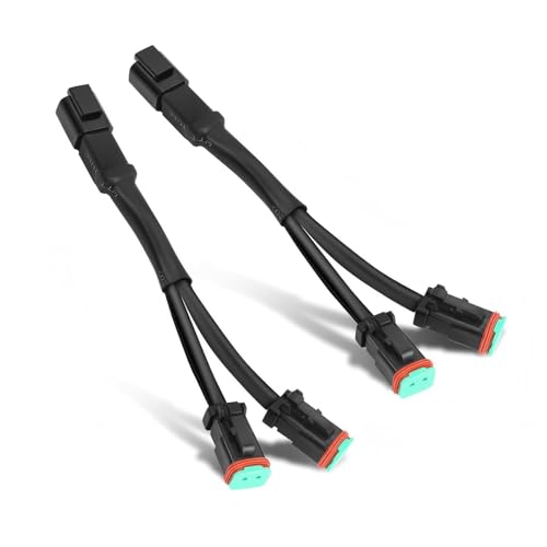 WZP 2PCS 2Pin Deutsch DT DTP Wiring Harness Adapters Connectors Splitters, Waterproof Y-Shape Dual Harness Splitters, Universal for LED Cubes Work Light LED Light Bar Pod Fog Driving Lights