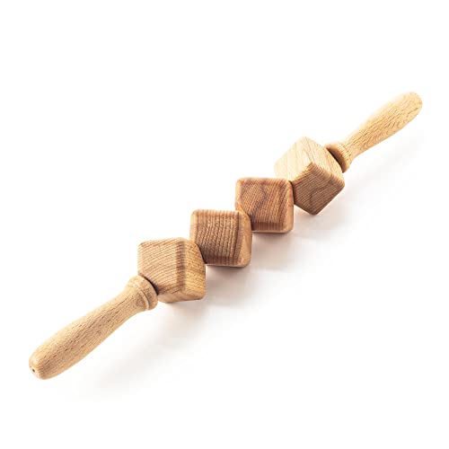 tuuli Accessories - Dice Wooden Massage Roller for Waist and Thigh, Multi-Functional Body Roller for Cellulite and Muscle Tension, Natural Massager for Women and Men