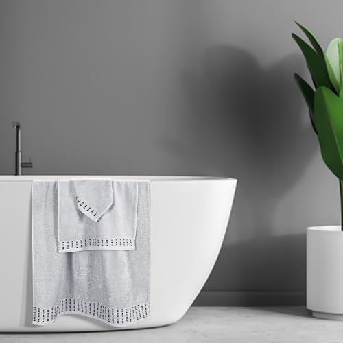 MALLONI HOME Ultra Soft 3 Pack Cotton Towel Set, Contains a Bath Towels 28x55 inch, a Hand Towels 16x24 inch & a Wash Coths 12x12 inch, Ideal Everyday use, Compact & Lightweight - Light Grey - color: Light Grey, size: 3 Pack Set