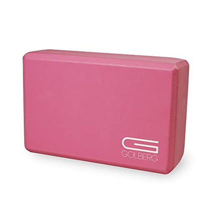 Golberg Foam Yoga Block – For Fitness, High Intensity Support and Improving Strength or Flexibility Pink/Green/Dark Green/Purple/Blue – 1/2/4 Pack - color: 1 Pack - Pink