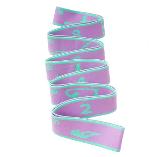 9 Loops Elastic Yoga Stretching Strap Pattern Guide, Resistance Stretch Band for Flexibility, Pilates, Dance, Gymnastics, Ballet, Physical Therapy, Leg & Body Stretching - color: Purple