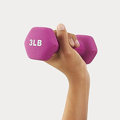 FUXION Neoprene Dumbbell Hand Weights, Sets of 2 Hexagon Non-Slip Weights for Home Gym Yoga Pilates Workout - size: 3lb Pair