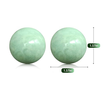 Traditional Chinese Baoding Balls, Marble Health Exercise Stress Relief Balls, Green, 2-Piece Set (Green, Medium-1.57")