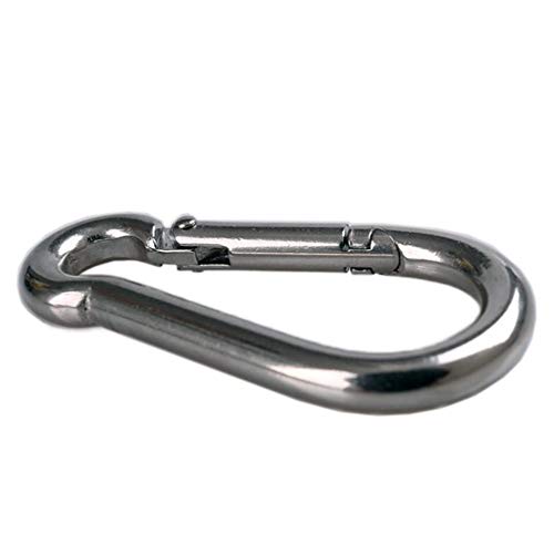 4Pcs M6 304 Stainless Steel Oblong Pad Eye Plate and 4Pcs Carabiner Clips, Marine Hardware Staple Hook Loop with 16 Screws and Plastic Plugs - size: M6 square pad 8