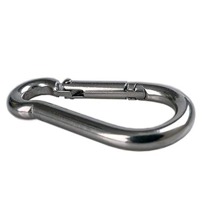 4Pcs M6 304 Stainless Steel Oblong Pad Eye Plate and 4Pcs Carabiner Clips, Marine Hardware Staple Hook Loop with 16 Screws and Plastic Plugs - size: M6 square pad 8