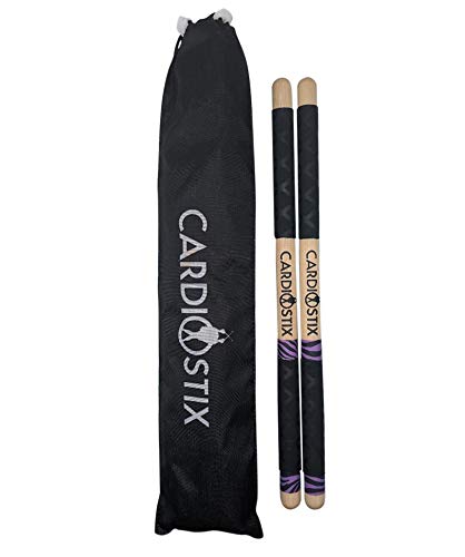 Cardiostix Cardio Drum Sticks-1 Pair Double Grip Cardio Drumming Sticks with Bag-American Hickory Wood, Fitness Drumsticks Weighted 8.5oz Per Set-for Drumming,Fitness,Aerobics(Purple Zebra w/Bag) - color: Purple Zebra with Bag