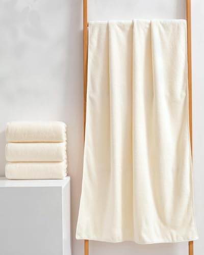 sakano 2-Piece Bath Towel Set - Ultra Soft Highly Absorbent No Fuzz Quick-Dry Microfiber Bath Sheets for Gym, Spa, and Salon -White, 28 x 55 inches