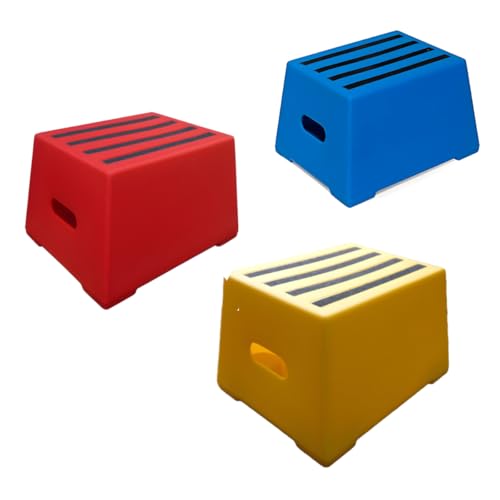1 Tread Heavy Duty Safety Steps Moulded Plastic Industrial Anti Slip Footstep Warehouse Equestrian Platforms (Red)