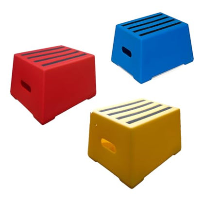 1 Tread Heavy Duty Safety Steps Moulded Plastic Industrial Anti Slip Footstep Warehouse Equestrian Platforms (Red)
