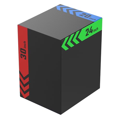 3-in-1 Plyo Box – Plyometric Jump Box with Durable High-Density Foam Core and Non-Slip Surface for Box Jumps, Squats, and Home Gym Workouts - style: Heavy Foam-20x24x30 inch (66lb)