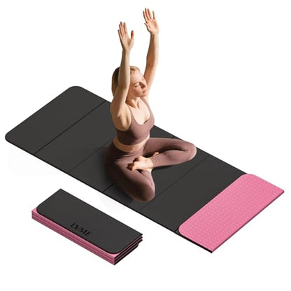 Foldable Yoga Mat 0.32 inches Thick(8mm), SGS Certified POE Material | Non Slip, 71 x 24 inches, Foldable for Travel, Pilates, Camping, Environmental Sports Mat, Odorless