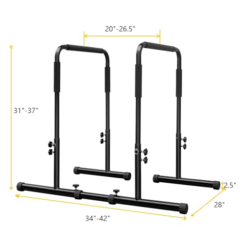 Dip Bars L-Sits Parallel Bars Adjustable Strength Training Fitness Dip Stand for Home Gym, Functional Full Body Exercise for Tricep Dips