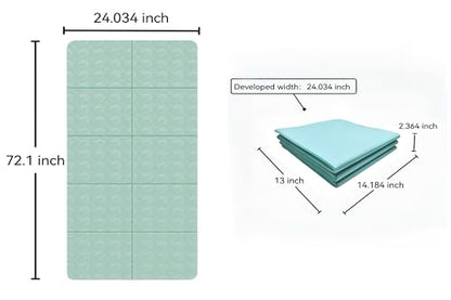 Foldable Yoga Mat – 72''×24'' / 31.5''×6mm Thick Ultra-portable design with non-slip, sweat-resistant surface Lightweight yet durable, perfect for travel, home, or outdoor practice with Storage Bag Eco-friendly materials, 6mm cushioned support, and compac