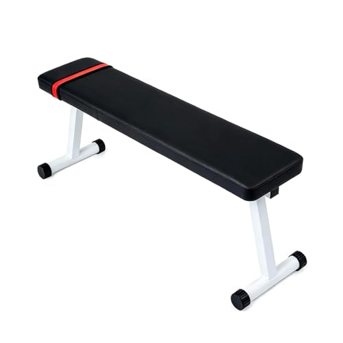 Collapsible Flat Weight Bench for Home Gym - Heavy Duty 440LB Capacity Strength Training Bench - Ideal for Dumbbell Press, Perch-Ups, Ab Workouts - Compact, Space-Saving Design - Black