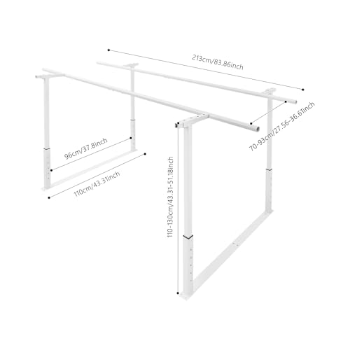Physical Therapy Parallel Bars - 7FT/213cm Walking Assist Bars with Adjustable Height and Width, Home Gym Parallel Bars Workout Dip Stnads for Strength Training Fitness - color: White
