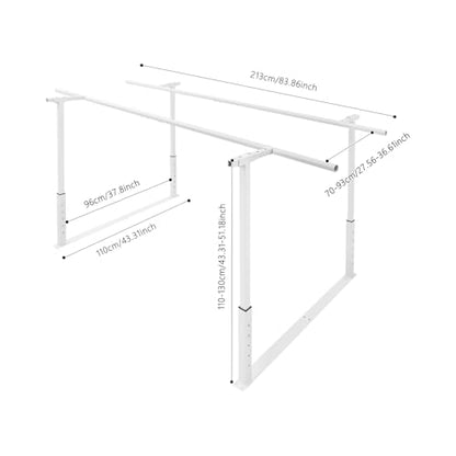Physical Therapy Parallel Bars - 7FT/213cm Walking Assist Bars with Adjustable Height and Width, Home Gym Parallel Bars Workout Dip Stnads for Strength Training Fitness - color: White