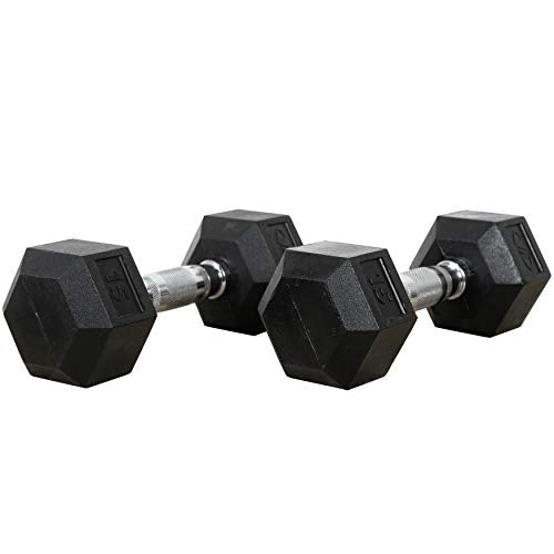 Valor Fitness RH Family Rubber Hex Dumbbells - size: 15-Pound