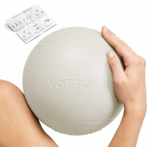 YOTTOY Small Exercise Ball，9-inch Pilates Ball with Anti-Burst Technology for Stability, Ideal for Yoga, Pilates, Physical Therapy & Home Workouts - color: White