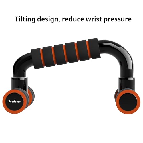 READAEER Push Up Bars Gym Exercise Equipment Fitness 1 Pair Pushup Handles with Cushioned Foam Grip and Non-Slip Sturdy Structure Push Up Bars for Men & Women - color: Orange