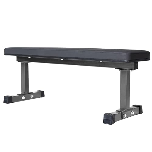 REP Fitness Flat Weight Bench, Heavy Duty Workout Bench For Home Gym, Folding Fitness Equipment For Strength Training, Adjustable Utility Platform For Dumbbells, Barbell, Lifting And Core Exercises - color: Matte Black