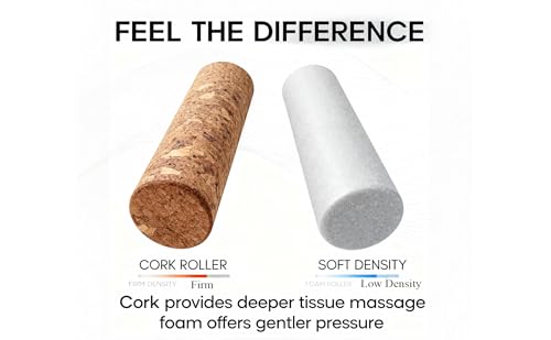 Foam Roller Physical Therapy/Natural Eco-Friendly Cork Roller,High-Density deep Tissue Massage Roller,Forcefully Relax Muscles,Stretching Roller Yoga & Travel Friendly (12 * 4 Inch)
