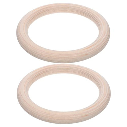 Wooden Gymnastic Rings 2pcs Set with Adjustable Straps for Pull up Exercise Home Workout Full Body Strength Training and Indoor Suspension Fitness Equipment